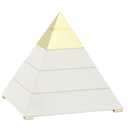 Mastaba 12 1/4" H White and Polished Brass Pyramid Sculpture